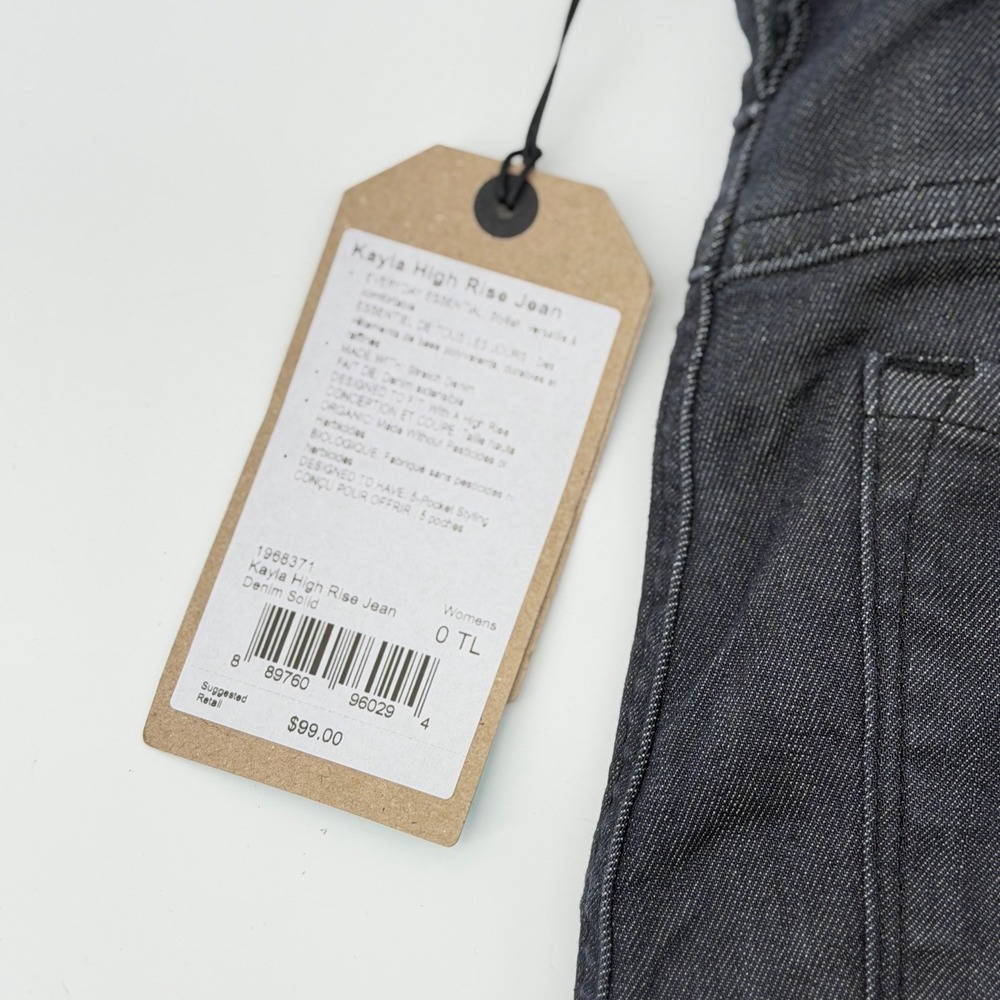 Prana Kayla High Rise Jean Womens 0 Tall 34 Inseam Denim Solid Charcoal Grey NWT - Picture 2 of 6